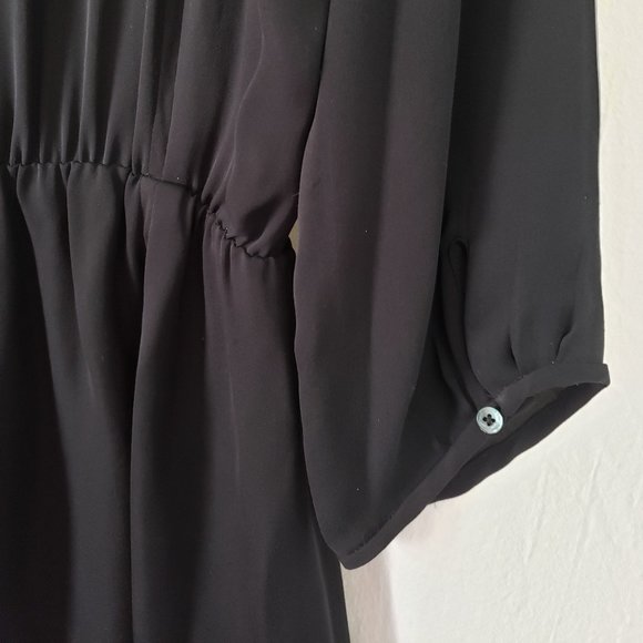 ARITZIA BABATON Black Sheer Cut Out Keyhole Silk Chiffon Mini Dress M Goth Boho - Picture 13 of 16